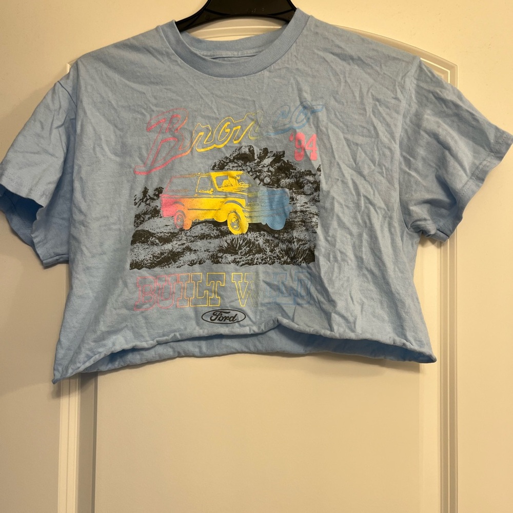 Ford Sky Blue Bronco Graphic Crop Top